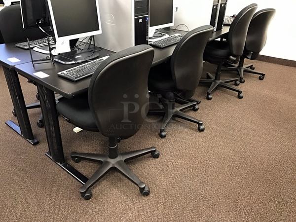 Two Black Desks w/ Four Herman Miller Task Chairs - Image 1 of 2