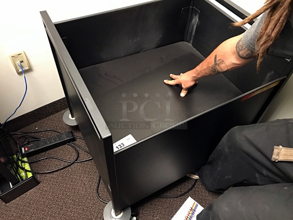 Rolling Black Metal Cart with Spring Loaded Lowerator Base - Image 2 of 2