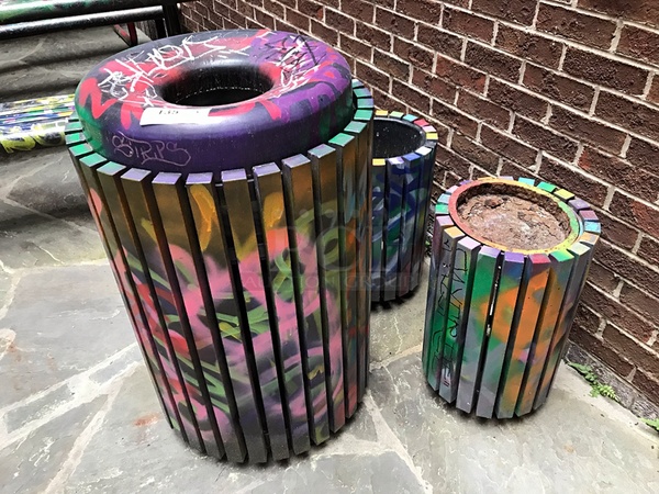 Three Outdoor Trash Receptacles 