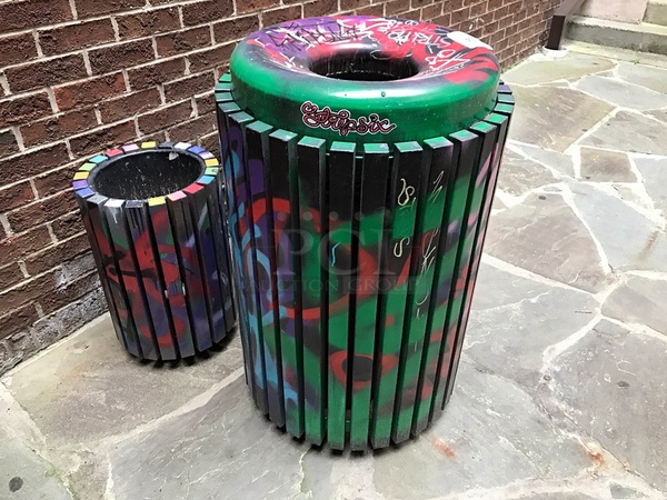 Three Outdoor Trash Receptacles  - Image 2 of 2