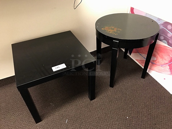 Two Black Wooden Coffee / Side Tables - Image 1 of 3