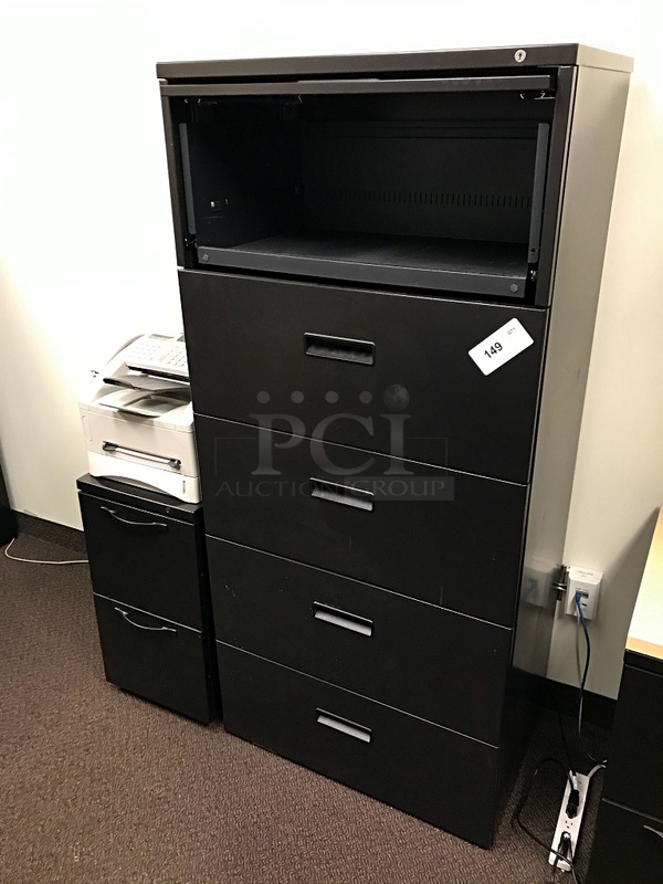 Five Drawer Lateral Filing Cabinet & Two Drawer Under Desk Filing Cabinet - Image 1 of 2