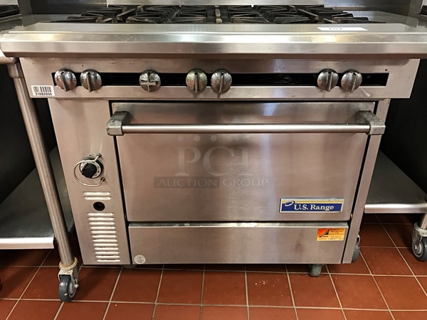 US Range 6 Burner Natural Gas Range w/ Standard Oven, Tested & Working! - Image 3 of 4