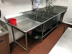 3 Compartment Stainless Steel Kitchen Sink w/ 2 Faucets