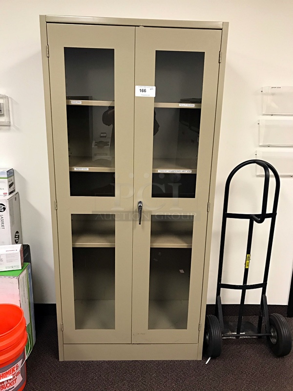 Metal & Glass Lockable Storage Cabinet