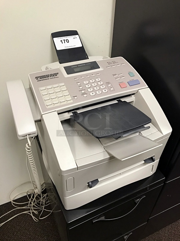 Brother IntelliFAX 4100e Business Class Laser Fax Machine, Fax Copy & Print up to 600 x 600 DPI, Transmits 3 sec/page, 110v 1ph, Tested & Working! - Image 1 of 2
