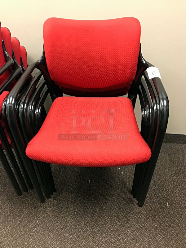 Four Stackable Red Herman Miller Side Chairs - Image 2 of 2