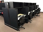 Ten Herman Miller Double Sided Workstations w/ Over Head Storage & Task Chairs