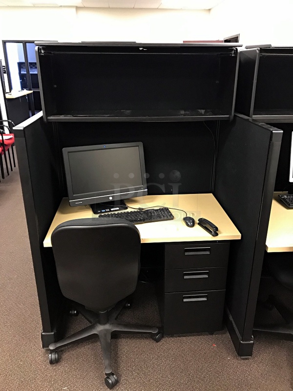 Ten Herman Miller Double Sided Workstations w/ Over Head Storage & Task Chairs - Image 2 of 3