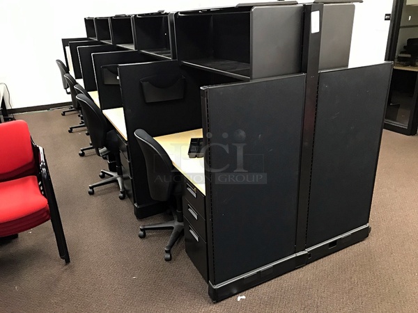 Ten Herman Miller Double Sided Workstations w/ Over Head Storage & Task Chairs - Image 3 of 3