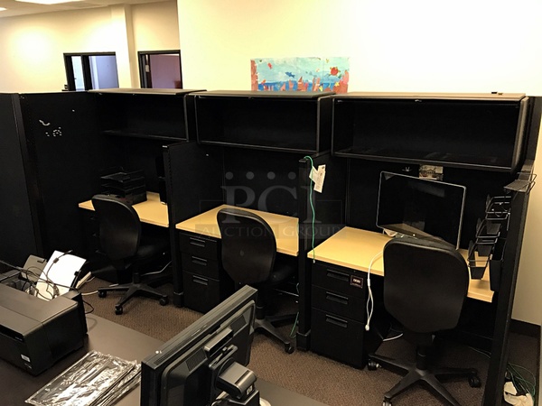 Three Herman Miller Workstations & Task Chairs w/ 2 Panel Left Hand Side Partition Wall - Image 1 of 3