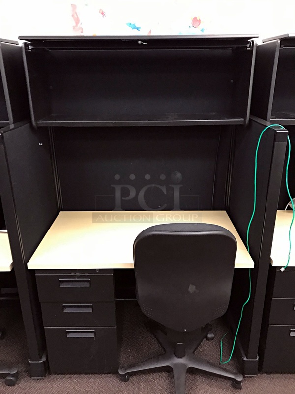 Three Herman Miller Workstations & Task Chairs w/ 2 Panel Left Hand Side Partition Wall - Image 2 of 3