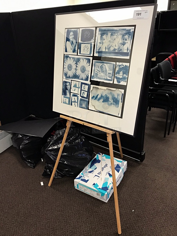 Framed Art Work on Wooden Easel - Image 1 of 2