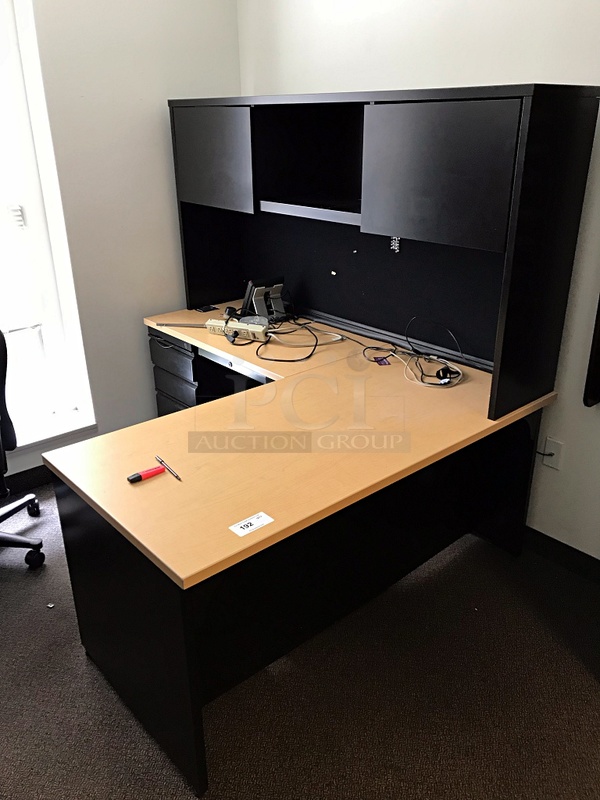 Herman Miller Corner Desk w/ Over Head Storage & Task Chair - Image 1 of 2