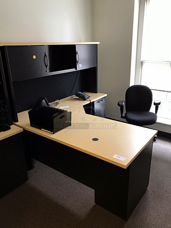 Herman Miller Corner Desk w/ Over Head Storage & Task Chair - Image 1 of 2