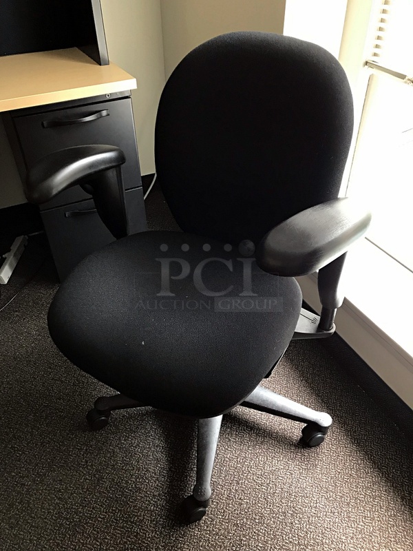 Herman Miller Corner Desk w/ Over Head Storage & Task Chair - Image 2 of 2