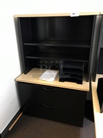 Herman Miller Bookshelf w/ Two Storage Drawers & Black Metal Bookshelf