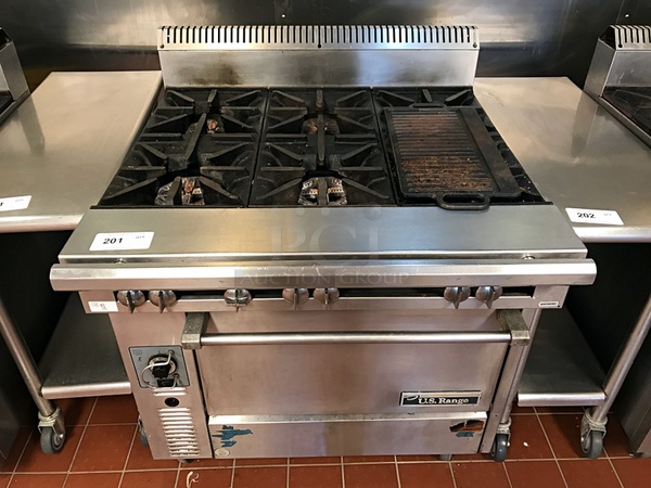 US Range 6 Burner Natural Gas Range w/ CONVECTION Oven, Tested & Working! - Image 1 of 4