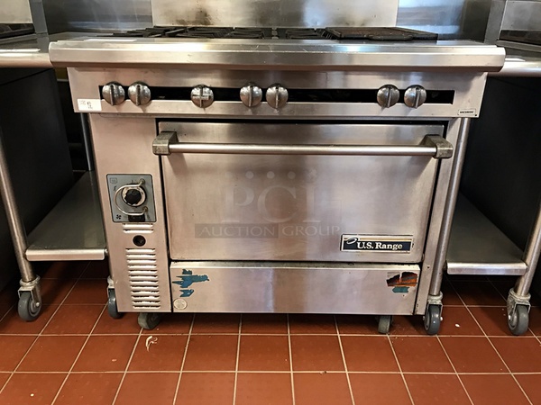 US Range 6 Burner Natural Gas Range w/ CONVECTION Oven, Tested & Working! - Image 3 of 4
