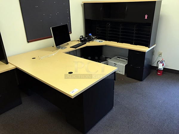 U Shaped Herman Miller Desk & Task Chair, Includes Desk Organizers - Image 1 of 4