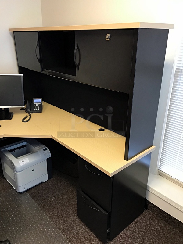 U Shaped Herman Miller Desk w/ Over Head Storage & Task Chair - Image 2 of 3