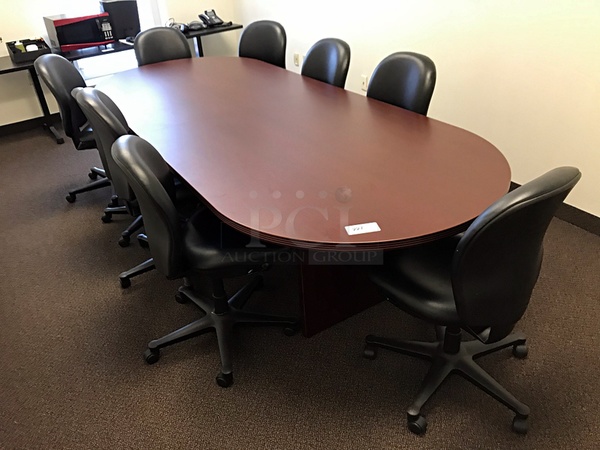 10' Wooden Conference Table w/ Eight Herman Miller Chairs