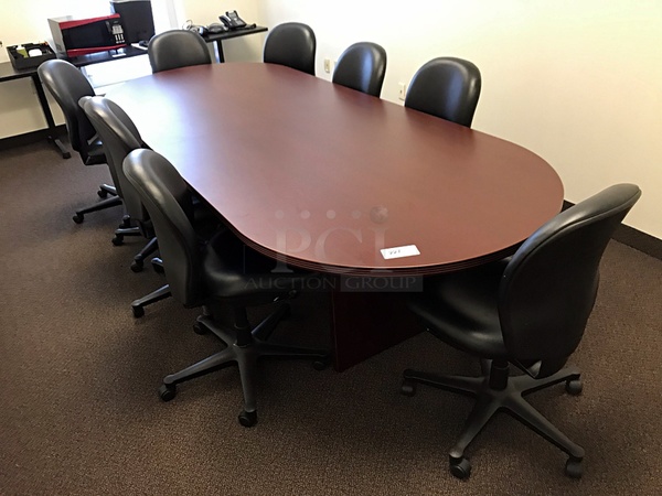 10' Wooden Conference Table w/ Eight Herman Miller Chairs - Image 1 of 2