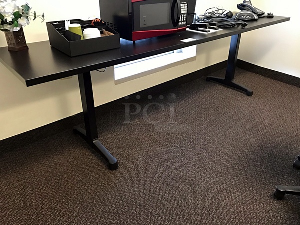 Wooden Table w/ Black Metal Legs - Image 1 of 1