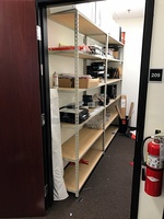 Two Adjustable Metal & Wood Shelf Storage Room Racks