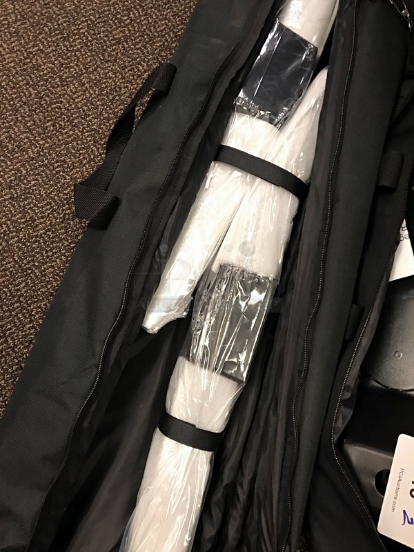Two 10' Exhibition Backdrop Curtain Frames in Travel Bag (One NEW!) - Image 2 of 2