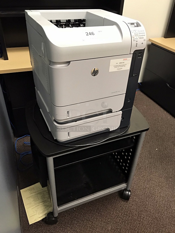 LaserJet 600 M602Mono Networkable Laser Printer on Portable Cart, 115v 1ph, Tested & Working! - Image 3 of 3