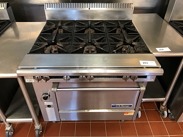 US Range 6 Burner Natural Gas Range w/ Standard Oven, Tested & Working! - Image 1 of 4