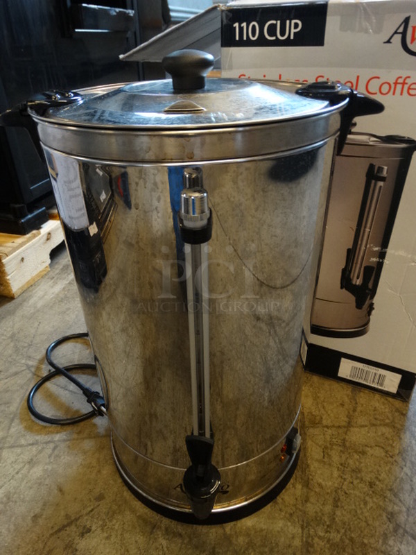 IN ORIGINAL BOX! Avantco Model 177CU110 Stainless Steel Commercial Coffee Urn. 120 Volts, 1 Phase. 14x14x20