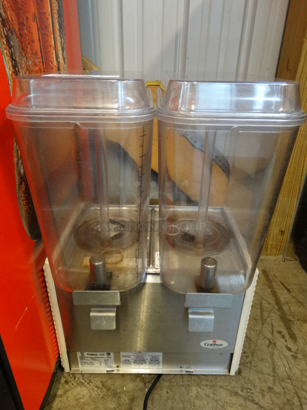 NICE! 2015 Crathco Model D25-4 Stainless Steel Commercial Countertop 2 Hopper Refrigerated Beverage Holder Dispenser. 115 Volts, 1 Phase. 17x14x28. Tested and Working!