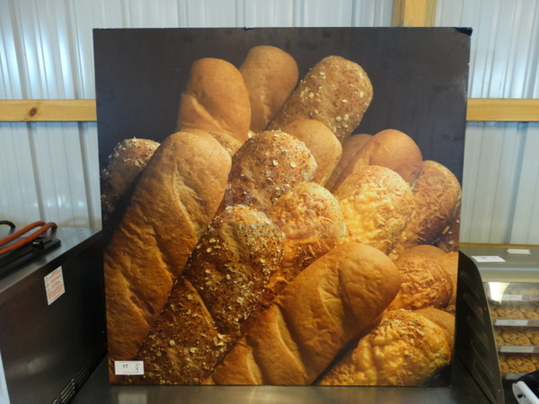 3 Pictures; Bread Loaves, Salad and Pretzels. 48x1x48. 3 Times Your Bid!