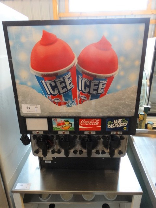 BEAUTIFUL! Frozen Beverage Dispensers Stainless Steel Commercial Countertop 4 Flavor Slushie Machine. 26x32x42. Tested and Working!