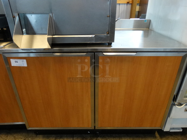 NICE! 2006 Duke Model RUF-48M Stainless Steel Commercial Worktop 2 Door Cooler. 120 Volts, 1 Phase. 48x30x40. Tested and Working!