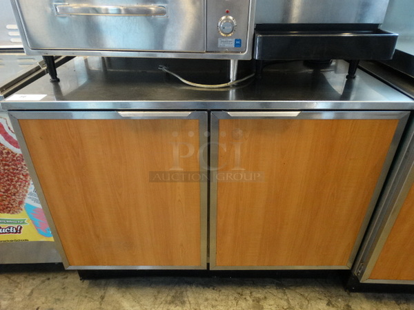 NICE! 2006 Duke Model RUF-48M Stainless Steel Commercial Worktop 2 Door Cooler on Commercial Casters. 120 Volts, 1 Phase. 48x30x40. Tested and Working!