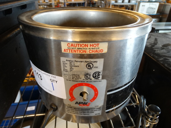NICE! APW Wyott Model RW-1V Stainless Steel Commercial Countertop Soup Kettle Food Warmer. 120 Volts, 1 Phase. 10.5x10.5x8.5. Tested and Working!