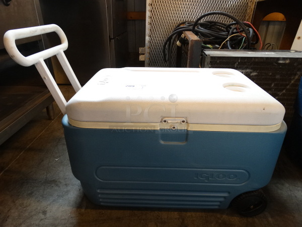 Igloo Blue and White Poly Portable Cooler. 29x15x24
