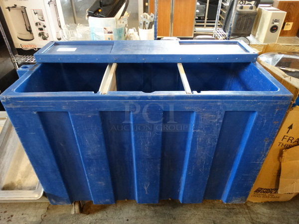Blue Poly Portable Station on Commercial Casters. 51x24x39