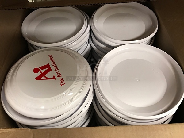 Box of New AI Branded Frisbee's