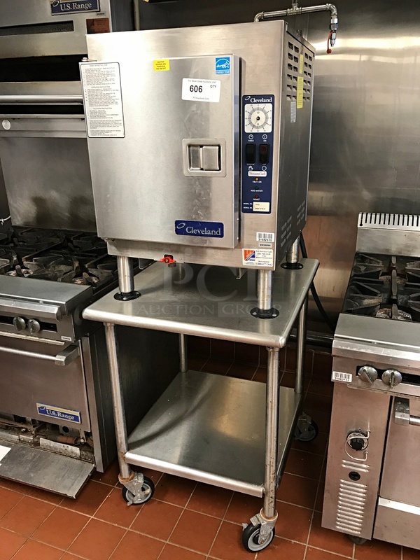 Cleveland 1SCE SteamCub Plus 5 Pan Electric Countertop Steamer on Equipment Stand, 208x 1-h, Tested & Working!
