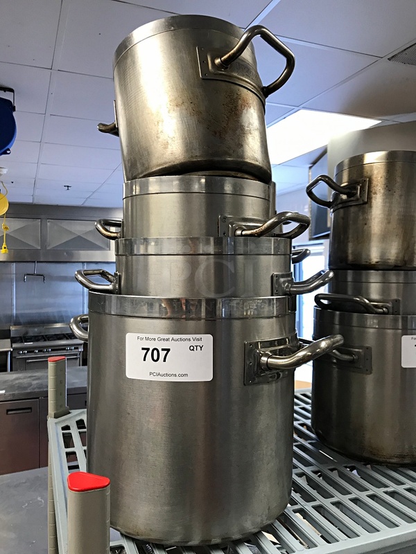 Four Assorted Piazza Stainless Steel Stock Pots