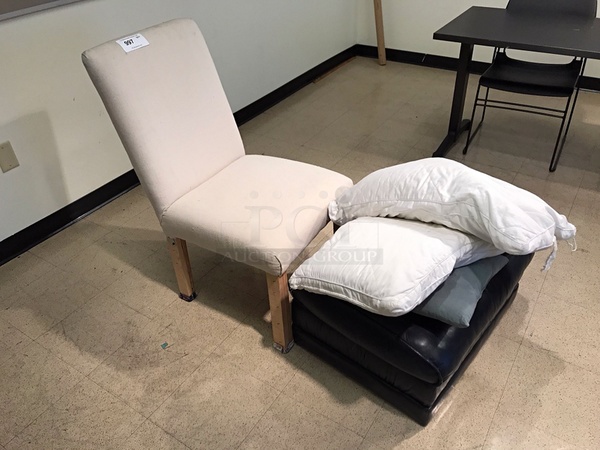 Cushioned Lounge Chair & Ottoman (used in life drawing classroom)