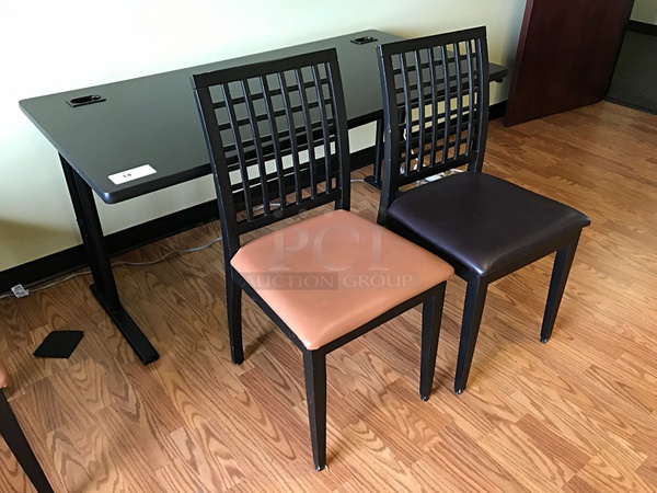 Black Laminated Wooden Desk w/ Two Dining Chairs