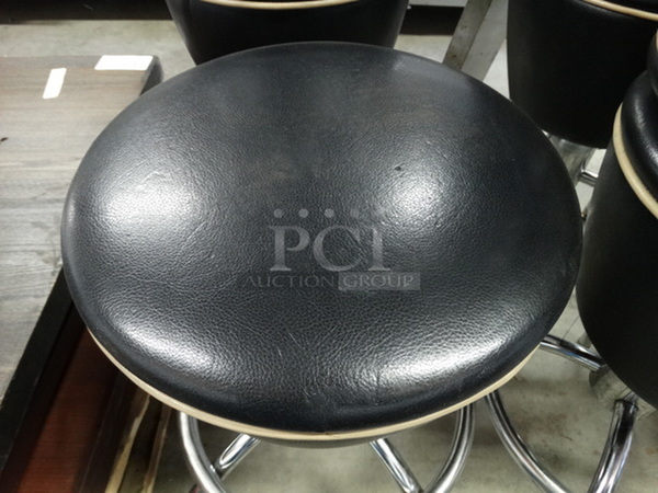 4 Stools w/ Black Cushion and Chrome Finish Legs. Stock Picture - Cosmetic Condition May Vary. 23x23x28. 4 Times Your Bid! - Image 2 of 6