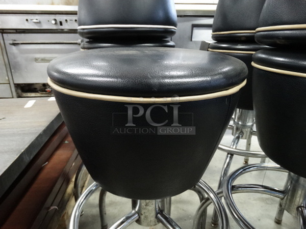 4 Stools w/ Black Cushion and Chrome Finish Legs. Stock Picture - Cosmetic Condition May Vary. 23x23x28. 4 Times Your Bid! - Image 3 of 6