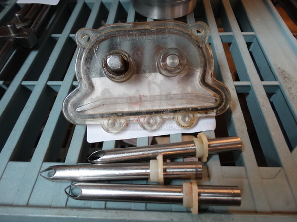 All One Money! Lot of 3 Metal Donut Filler Spouts w/ Piece of Hopper! - Image 1 of 4