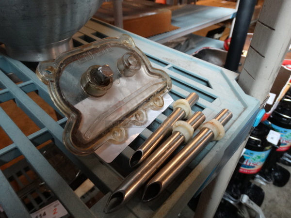 All One Money! Lot of 3 Metal Donut Filler Spouts w/ Piece of Hopper! - Image 2 of 4